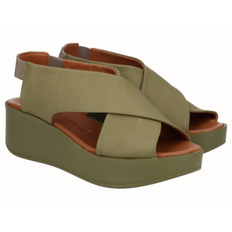 D'chicas Women Sandals Platforms in Green color
