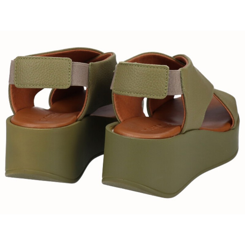 D'chicas Women Sandals Platforms in Green color